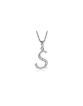 14K White Gold Necklace w/ Natural Diamonds Initial 's' Pendant