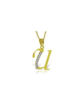 14K Gold Necklace w/ Natural Diamonds Initial 'u' Pendant