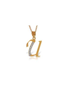 14K Rose Gold Necklace w/ Natural Diamonds Initial 'u' Pendant