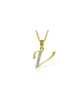 14K Gold Necklace w/ Natural Diamonds Initial 'v' Pendant