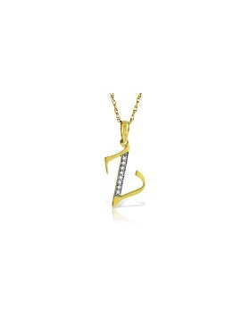 14K Gold Necklace w/ Natural Diamonds Initial 'z' Pendant