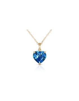 14K Gold Necklace w/ Natural 10mm Heart Blue Topaz