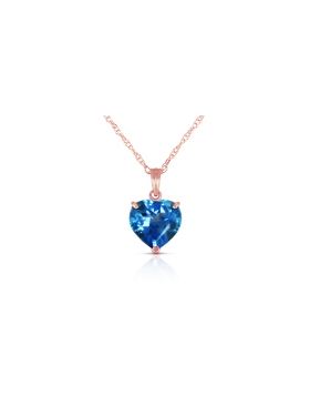 14K Rose Gold Necklace w/ Natural 10mm Heart Blue Topaz