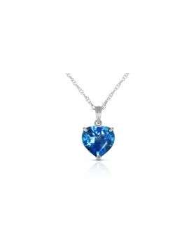 14K White Gold Necklace w/ Natural 10mm Heart Blue Topaz