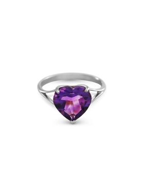 14K White Gold Ring w/ Natural 10.0 mm Heart Amethyst