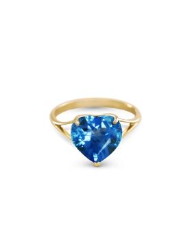 14K Gold Ring w/ Natural 10.0 mm Heart Blue Topaz