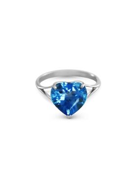 14K White Gold Ring w/ Natural 10.0 mm Heart Blue Topaz