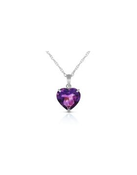 14K White Gold Necklace w/ Natural 10mm Heart Amethyst