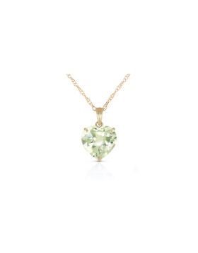 14K Gold Necklace w/ Natural 10mm Heart Green Amethyst