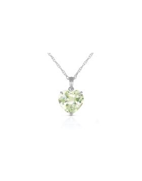 14K White Gold Necklace w/ Natural 10mm Heart Green Amethyst