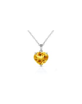 14K White Gold Necklace w/ Natural 10mm Heart Citrine