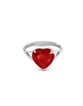 14K White Gold Ring w/ Natural 10.0 mm Heart Ruby