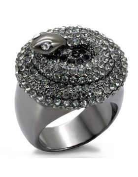 LO1675-10 - Brass TIN Cobalt Black Ring Top Grade Crystal Multi Color