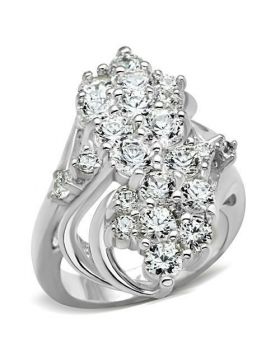 SS016-10 - 925 Sterling Silver Silver Ring AAA Grade CZ Clear
