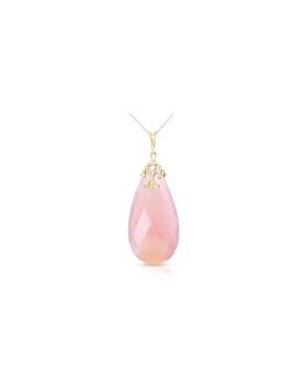 14K Gold Necklace w/ Briolette 31x16 mm Pink Chalcedony