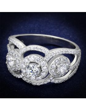 TS468-5 - 925 Sterling Silver Rhodium Ring AAA Grade CZ Clear