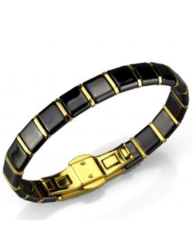 Bracelet,Stainless Steel,IP Gold(Ion Plating),Ceramic,Jet