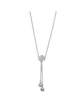 3W424-16 - Brass Rhodium Necklace AAA Grade CZ Clear