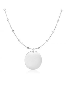 Sterling Silver 18 inch Necklace with Polished Round Pendant-18''