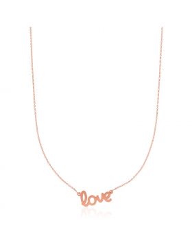 14k Rose Gold Script LOVE Necklace-18''