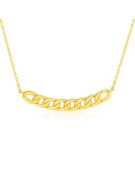 14k Yellow Gold 18 inch Necklace with Curve of Polished Chain-18''