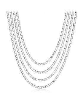 Sterling Silver 18 inch Four Strand Polished Link Necklace-18''