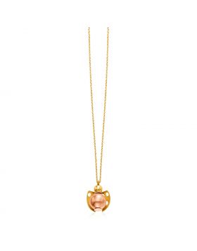 14k Yellow Gold Necklace with Ladybug Pendant-18''