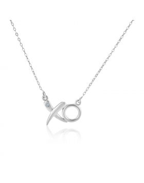 Sterling Silver 18 inch Necklace with XO Pendant with Diamond-18''