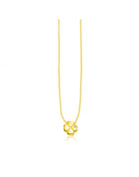 14k Yellow Gold Polished Four Leaf Clover Necklace with Diamond-18''