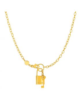 Necklace with Lock and Key in 14k Yellow Gold-18''