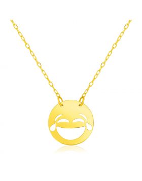14k Yellow Gold Necklace with LOL Emoji Symbol-16''