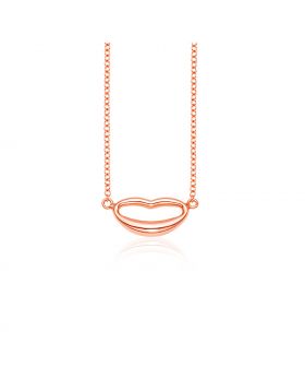 14k Rose Gold Lips Necklace-18''