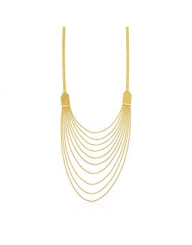 14k Yellow Gold Multi Strand Beaded Necklace-18''