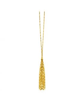 14k Yellow Gold 28 inch Lariat Style Tassel Necklace-24''