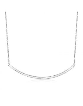 Sterling Silver Polished Curved Bar Necklace-18''
