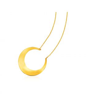 14k Yellow Gold 18 inch Necklace with Polished Moon Motif-18''