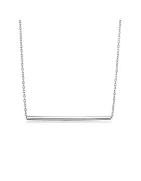 Sterling Silver Polished Straight Bar Necklace-18''