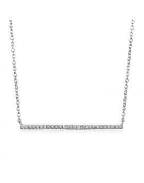 Sterling Silver Straight Bar Necklace with Cubic Zirconias-18''