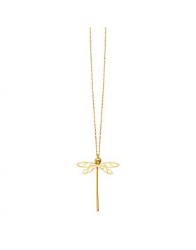 14k Yellow Gold Necklace with Dragonfly Pendant-18''