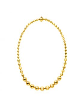 14k Yellow Gold 18 inch Graduated Polished Bead Necklace-18''