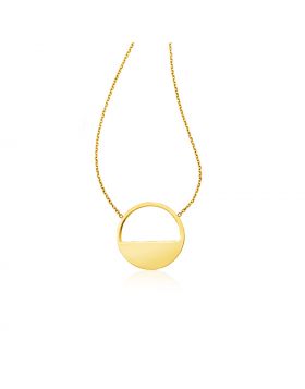 14k Yellow Gold Half Open Circle Necklace-18''