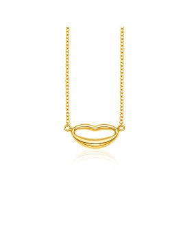 14k Yellow Gold Lips Necklace-18''