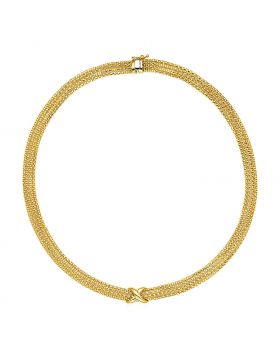 14k Two Tone Gold 18 inch Multi Strand Textured and Polished Necklace-18''