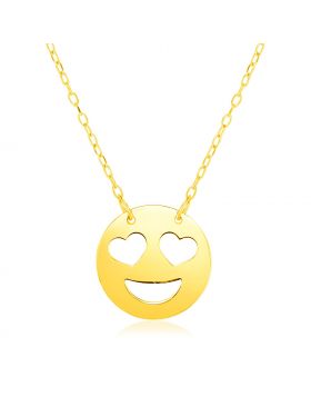 14k Yellow Gold Necklace with Love Emoji Symbol-16''