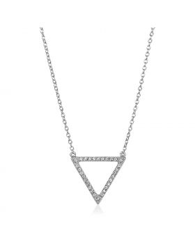 Sterling Silver Triangle Necklace with Cubic Zirconias-18''