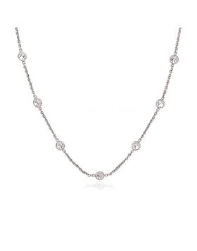 14k White Gold CZ By the Yard Long Links-16''