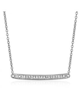 14k White Gold Necklace with Gold and Diamond Bar (1/10 cttw)-18''