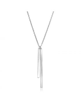 Sterling Silver Necklace with Two Polished Bar Pendants-18''