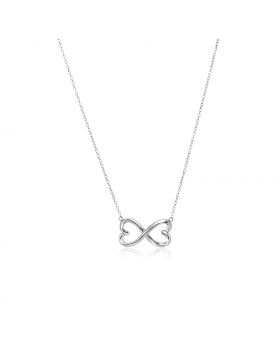 Sterling Silver Infinity Double Heart Necklace-18''