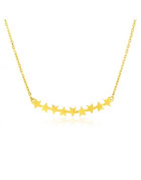 14k Yellow Gold 18 inch Necklace with Curve of Stars-18''